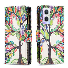 Custodia Portafoglio In Pelle Fantasia Modello Cover con Supporto B04F per Oppo A96 5G Verde