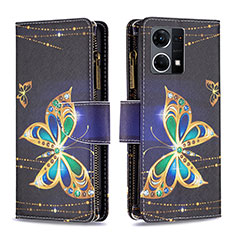 Custodia Portafoglio In Pelle Fantasia Modello Cover con Supporto B04F per Oppo F21 Pro 4G Nero