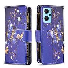 Custodia Portafoglio In Pelle Fantasia Modello Cover con Supporto B04F per Oppo K10 4G Blu Notte