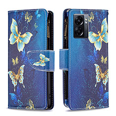 Custodia Portafoglio In Pelle Fantasia Modello Cover con Supporto B04F per Oppo K10 5G India Blu