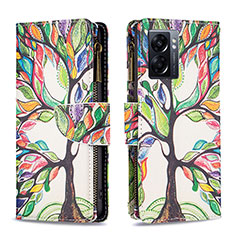 Custodia Portafoglio In Pelle Fantasia Modello Cover con Supporto B04F per Oppo K10 5G India Verde