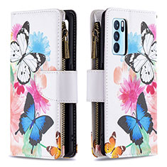 Custodia Portafoglio In Pelle Fantasia Modello Cover con Supporto B04F per Oppo Reno6 Pro 5G India Colorato