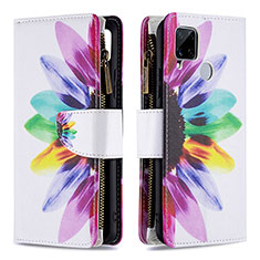 Custodia Portafoglio In Pelle Fantasia Modello Cover con Supporto B04F per Realme 7i RMX2193 Multicolore