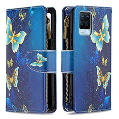 Custodia Portafoglio In Pelle Fantasia Modello Cover con Supporto B04F per Realme 8 4G Blu