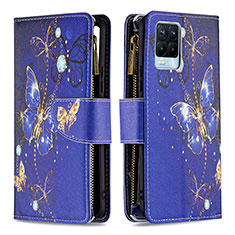 Custodia Portafoglio In Pelle Fantasia Modello Cover con Supporto B04F per Realme 8 4G Blu Notte