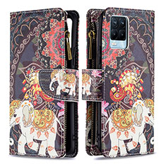 Custodia Portafoglio In Pelle Fantasia Modello Cover con Supporto B04F per Realme 8 4G Marrone