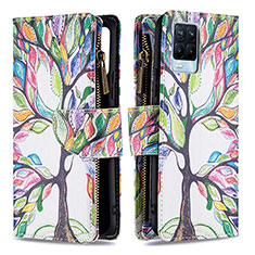 Custodia Portafoglio In Pelle Fantasia Modello Cover con Supporto B04F per Realme 8 4G Verde