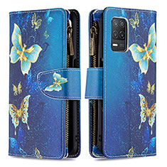 Custodia Portafoglio In Pelle Fantasia Modello Cover con Supporto B04F per Realme 8s 5G Blu