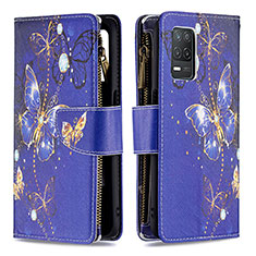 Custodia Portafoglio In Pelle Fantasia Modello Cover con Supporto B04F per Realme 8s 5G Blu Notte