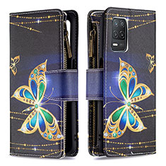 Custodia Portafoglio In Pelle Fantasia Modello Cover con Supporto B04F per Realme 8s 5G Nero