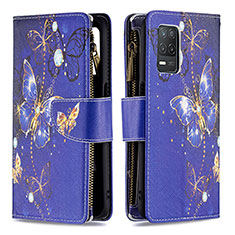 Custodia Portafoglio In Pelle Fantasia Modello Cover con Supporto B04F per Realme 9 5G India Blu Notte