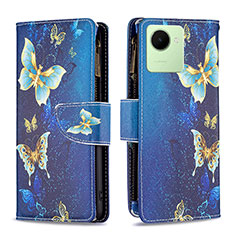 Custodia Portafoglio In Pelle Fantasia Modello Cover con Supporto B04F per Realme C30 Blu