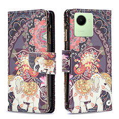 Custodia Portafoglio In Pelle Fantasia Modello Cover con Supporto B04F per Realme C30 Marrone