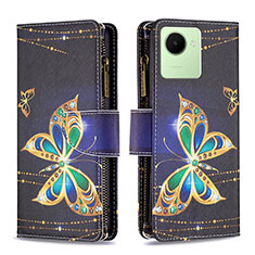 Custodia Portafoglio In Pelle Fantasia Modello Cover con Supporto B04F per Realme C30 Nero