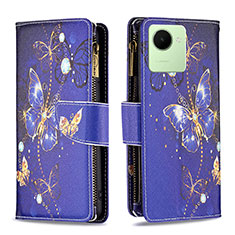 Custodia Portafoglio In Pelle Fantasia Modello Cover con Supporto B04F per Realme C30s Blu Notte