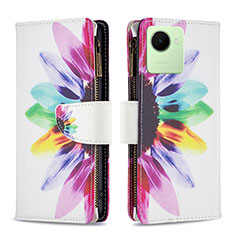 Custodia Portafoglio In Pelle Fantasia Modello Cover con Supporto B04F per Realme C30s Multicolore