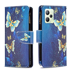 Custodia Portafoglio In Pelle Fantasia Modello Cover con Supporto B04F per Realme C35 Blu