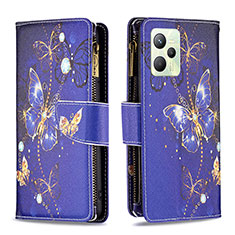 Custodia Portafoglio In Pelle Fantasia Modello Cover con Supporto B04F per Realme C35 Blu Notte