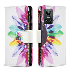 Custodia Portafoglio In Pelle Fantasia Modello Cover con Supporto B04F per Realme GT Neo3 5G Multicolore