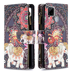 Custodia Portafoglio In Pelle Fantasia Modello Cover con Supporto B04F per Realme Narzo 20 Marrone