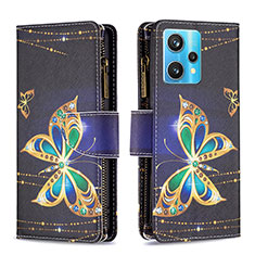 Custodia Portafoglio In Pelle Fantasia Modello Cover con Supporto B04F per Realme Narzo 50 Pro 5G Nero