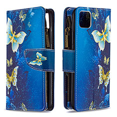 Custodia Portafoglio In Pelle Fantasia Modello Cover con Supporto B04F per Realme Narzo 50i Blu