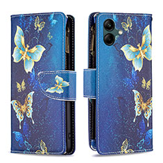 Custodia Portafoglio In Pelle Fantasia Modello Cover con Supporto B04F per Samsung Galaxy A04 4G Blu