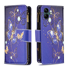 Custodia Portafoglio In Pelle Fantasia Modello Cover con Supporto B04F per Samsung Galaxy A04 4G Blu Notte