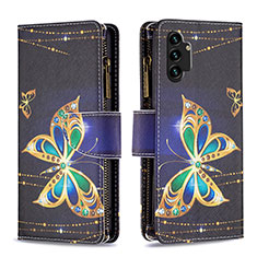 Custodia Portafoglio In Pelle Fantasia Modello Cover con Supporto B04F per Samsung Galaxy A13 4G Nero