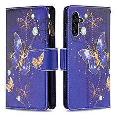 Custodia Portafoglio In Pelle Fantasia Modello Cover con Supporto B04F per Samsung Galaxy A13 5G Blu Notte