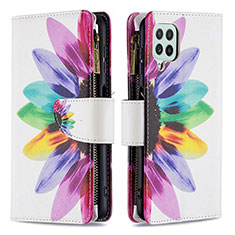 Custodia Portafoglio In Pelle Fantasia Modello Cover con Supporto B04F per Samsung Galaxy A22 4G Multicolore