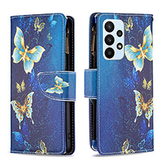 Custodia Portafoglio In Pelle Fantasia Modello Cover con Supporto B04F per Samsung Galaxy A23 4G Blu