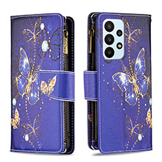 Custodia Portafoglio In Pelle Fantasia Modello Cover con Supporto B04F per Samsung Galaxy A23 4G Blu Notte