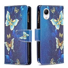 Custodia Portafoglio In Pelle Fantasia Modello Cover con Supporto B04F per Samsung Galaxy A23 5G SC-56C Blu