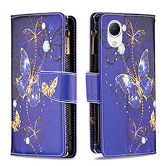 Custodia Portafoglio In Pelle Fantasia Modello Cover con Supporto B04F per Samsung Galaxy A23s Blu Notte