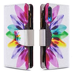 Custodia Portafoglio In Pelle Fantasia Modello Cover con Supporto B04F per Samsung Galaxy A30S Multicolore