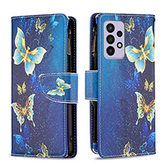 Custodia Portafoglio In Pelle Fantasia Modello Cover con Supporto B04F per Samsung Galaxy A33 5G Blu