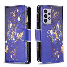 Custodia Portafoglio In Pelle Fantasia Modello Cover con Supporto B04F per Samsung Galaxy A33 5G Blu Notte