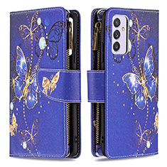 Custodia Portafoglio In Pelle Fantasia Modello Cover con Supporto B04F per Samsung Galaxy A34 5G Blu Notte