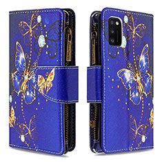 Custodia Portafoglio In Pelle Fantasia Modello Cover con Supporto B04F per Samsung Galaxy A41 Blu Notte
