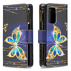 Custodia Portafoglio In Pelle Fantasia Modello Cover con Supporto B04F per Samsung Galaxy A52 4G Nero
