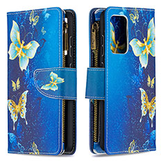 Custodia Portafoglio In Pelle Fantasia Modello Cover con Supporto B04F per Samsung Galaxy A52 5G Blu
