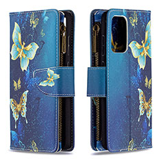 Custodia Portafoglio In Pelle Fantasia Modello Cover con Supporto B04F per Samsung Galaxy A72 4G Blu