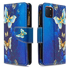 Custodia Portafoglio In Pelle Fantasia Modello Cover con Supporto B04F per Samsung Galaxy A81 Blu