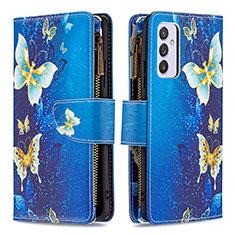 Custodia Portafoglio In Pelle Fantasia Modello Cover con Supporto B04F per Samsung Galaxy A82 5G Blu