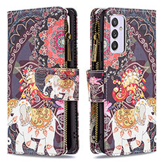 Custodia Portafoglio In Pelle Fantasia Modello Cover con Supporto B04F per Samsung Galaxy A82 5G Marrone