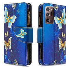 Custodia Portafoglio In Pelle Fantasia Modello Cover con Supporto B04F per Samsung Galaxy Note 20 Ultra 5G Blu