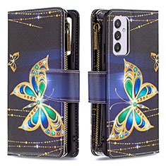 Custodia Portafoglio In Pelle Fantasia Modello Cover con Supporto B04F per Samsung Galaxy Quantum4 5G Nero