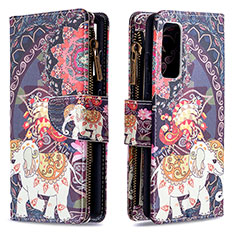 Custodia Portafoglio In Pelle Fantasia Modello Cover con Supporto B04F per Samsung Galaxy S20 FE 4G Marrone