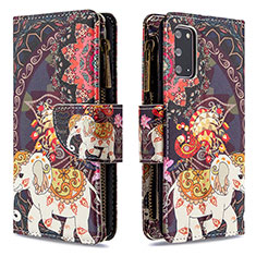 Custodia Portafoglio In Pelle Fantasia Modello Cover con Supporto B04F per Samsung Galaxy S20 Marrone